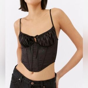 Urban Outfitters Elegant Black Ruched Crop Top